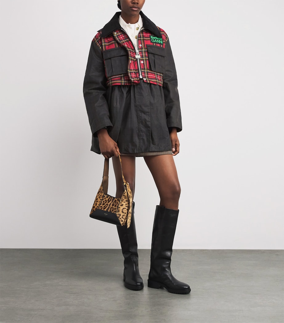 x GANNI Waxed Tartan Peplum Coat CLS/RYLST/CHR/CLSCTR Image 2