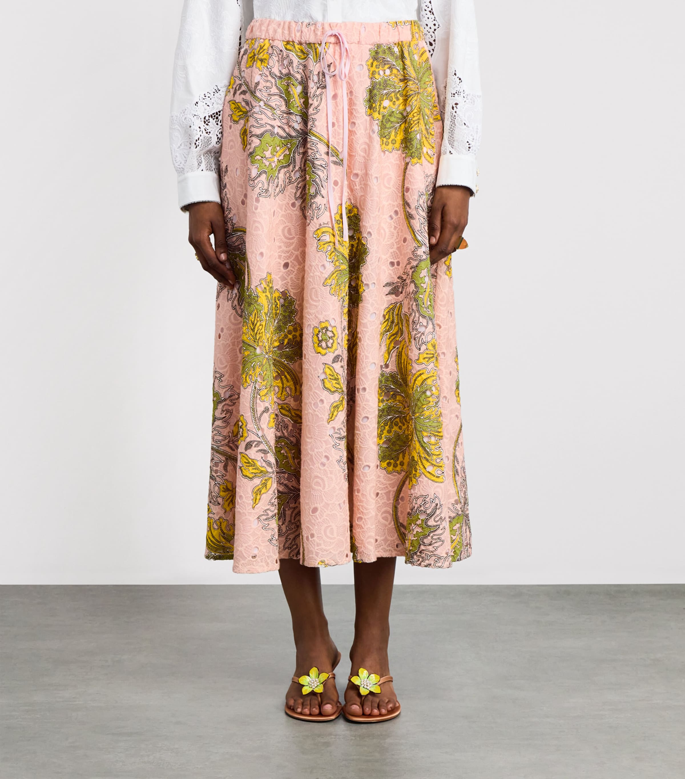 La Doublej Womens Cotton Floral Midi Skirt Swathe Image 4