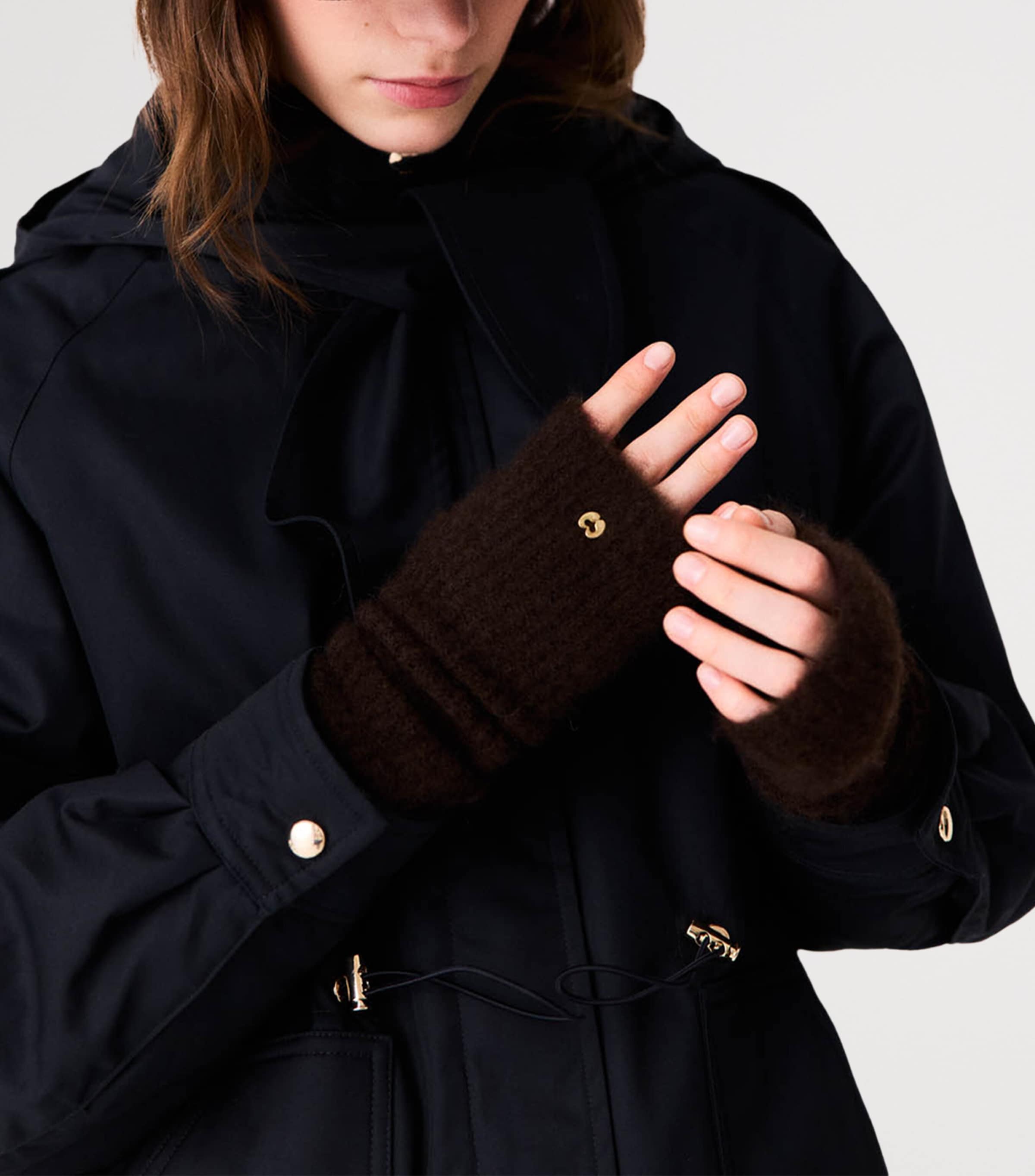 Maje Yak-Blend Mittens Dark Brown Image 5