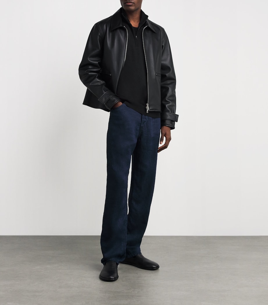 Extra Fine Merino Wool Half-Zip Tapton Sweater BLACK Image 2