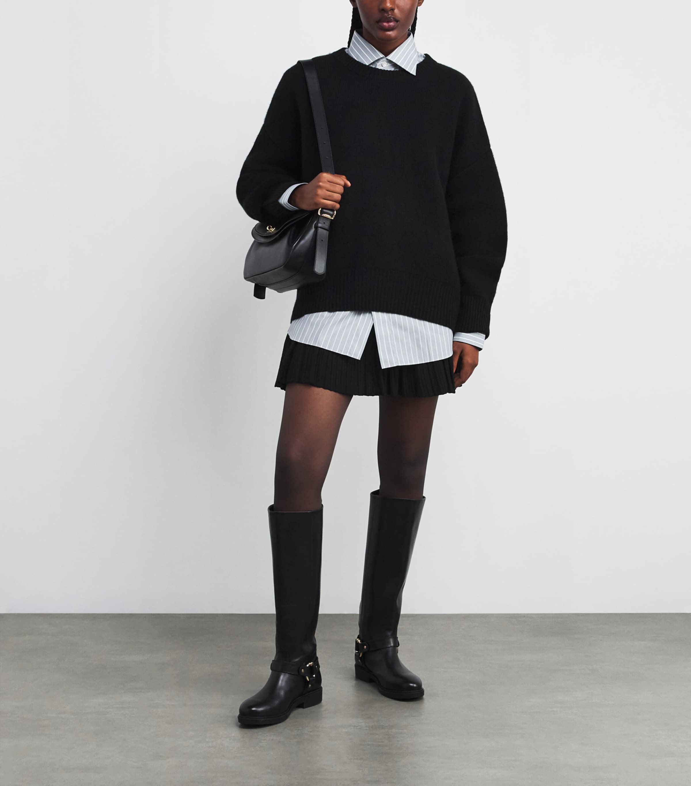 Velvet Ruffled Mini Skirt BLACK Image 2