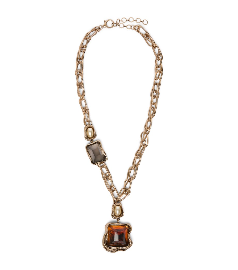 Weekend Max Mara Resin Chain Necklace Gold Image 1