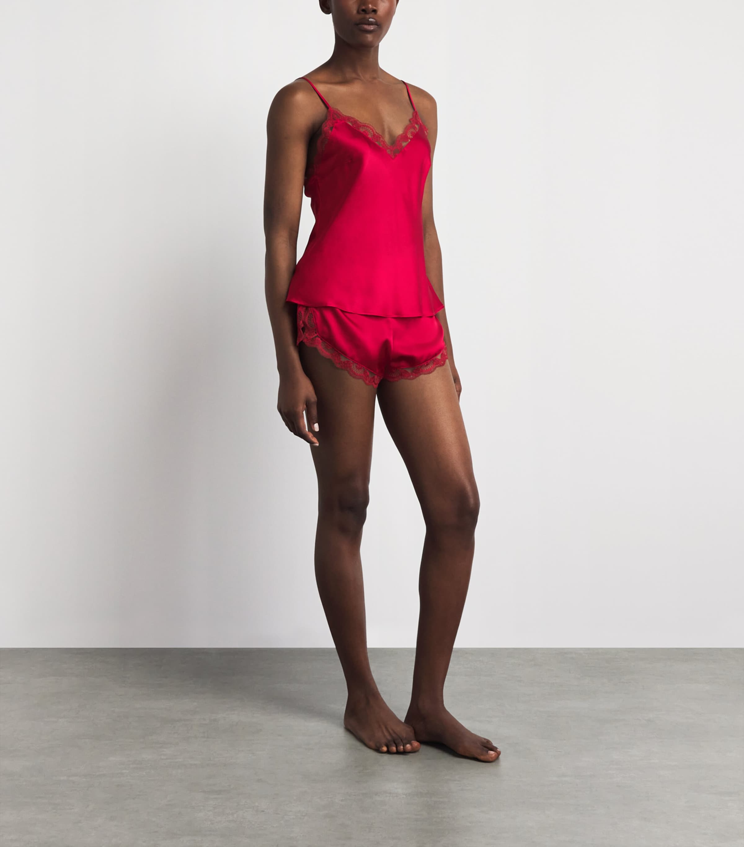 Simone Perele Womens Silk-Blend Love Me Cami Top Opera Red Image 2
