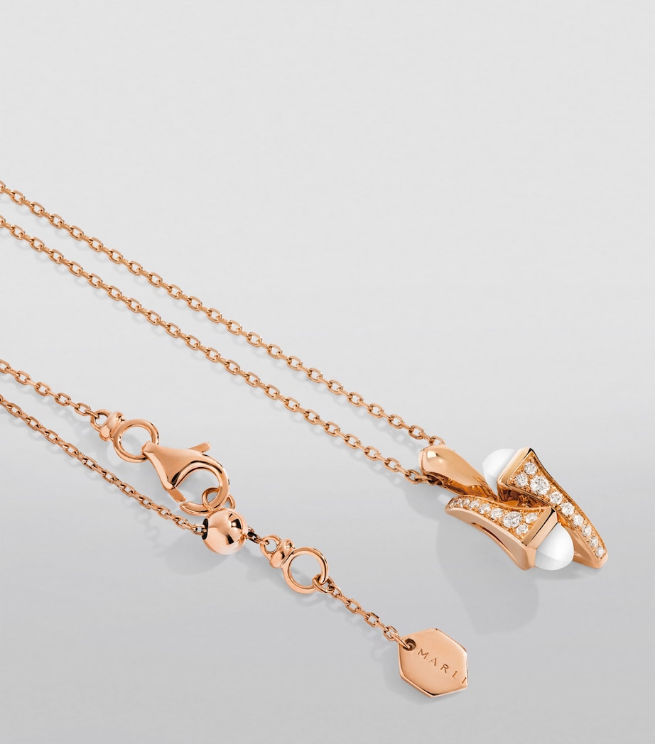 Rose Gold, Diamond and White Agate Cleo Pendant Necklace ROSE GOLD Image 2