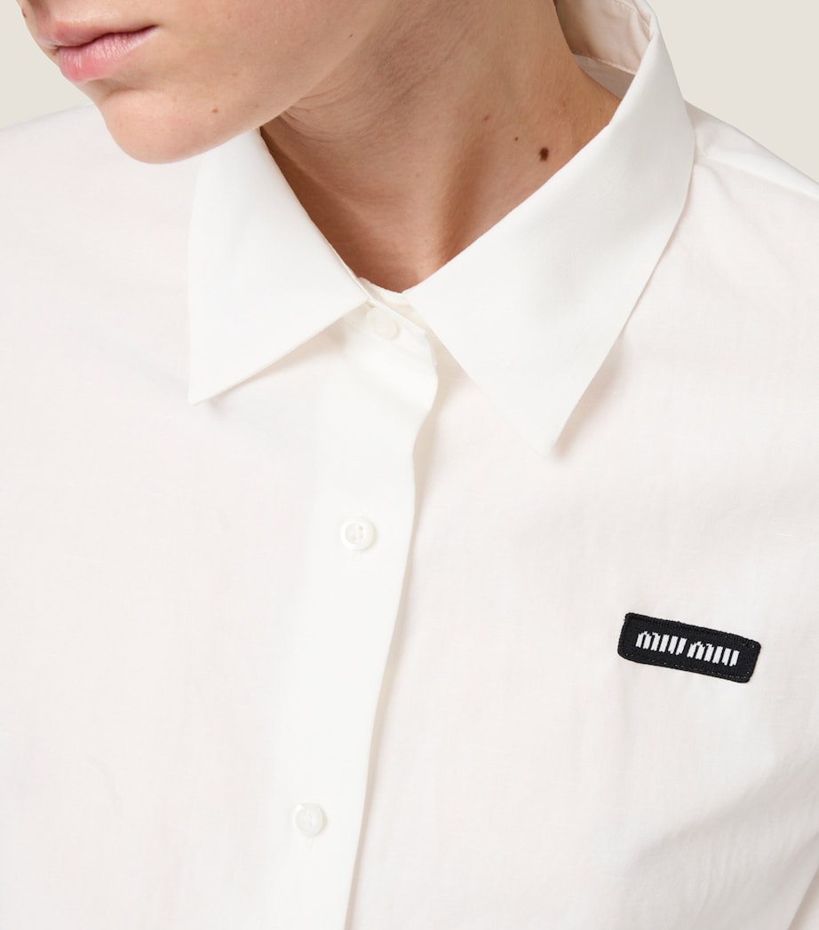 Cotton-Linen Slubbed Logo Shirt F0009 Image 4