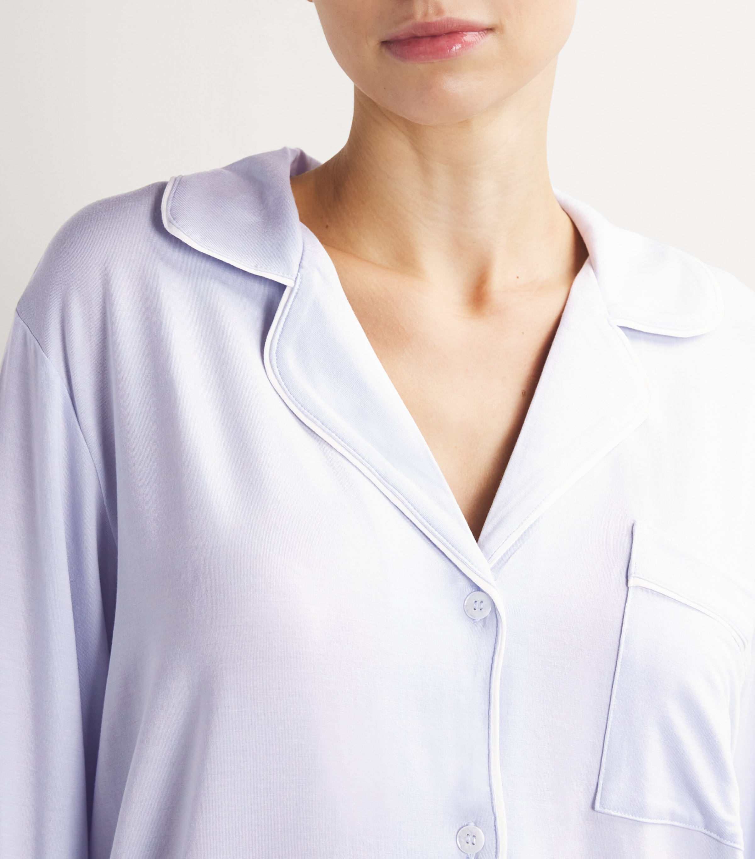 Gisele Long Piped Pyjama Set ICE BLUE/IVORY Image 4