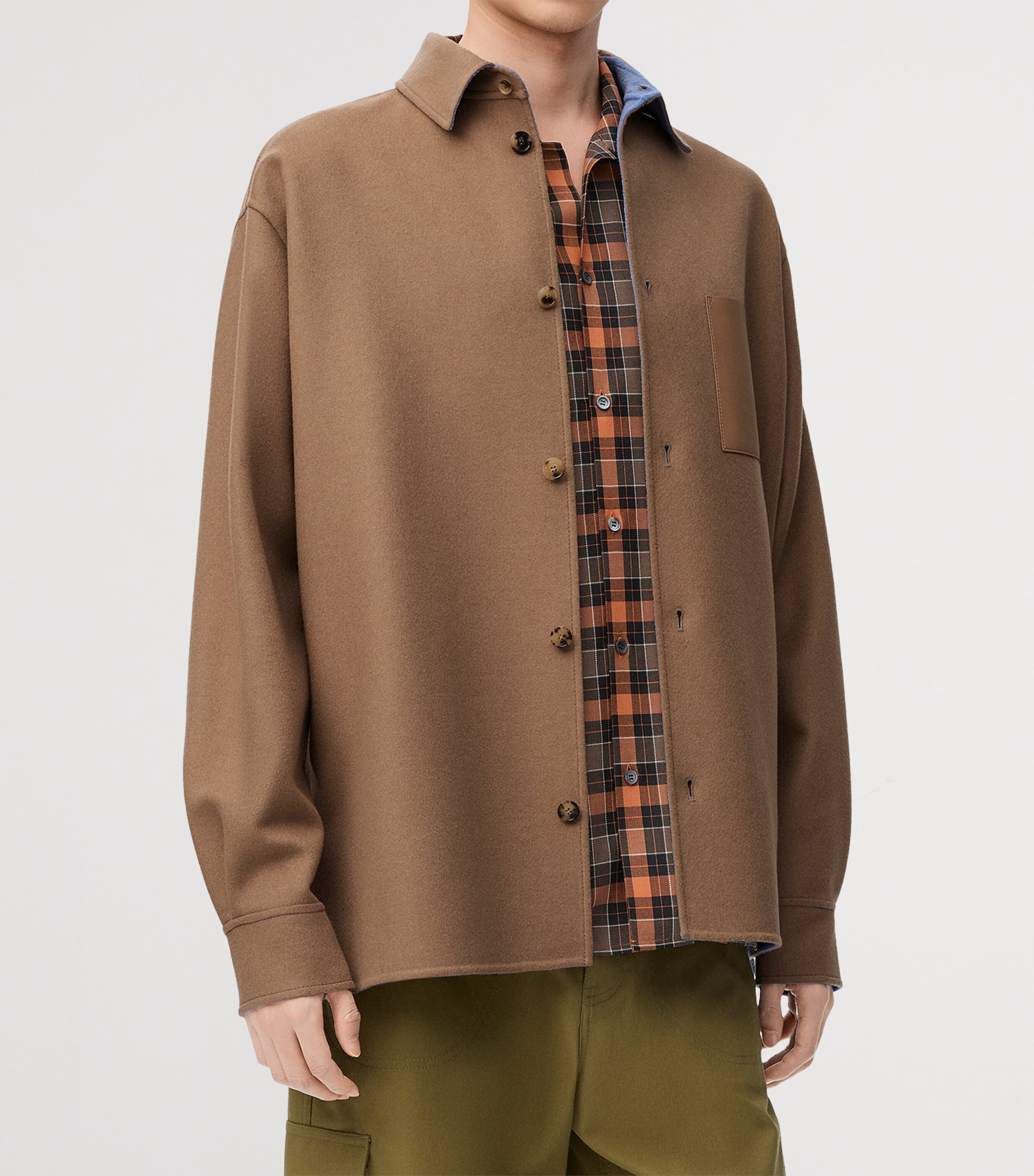 Wool-Cashmere Anagram Overshirt CAMEL/BLUE Image 2