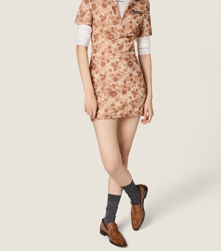 Miu Miu Womens Stretch Floral Print Mini Dress Powder Image 5