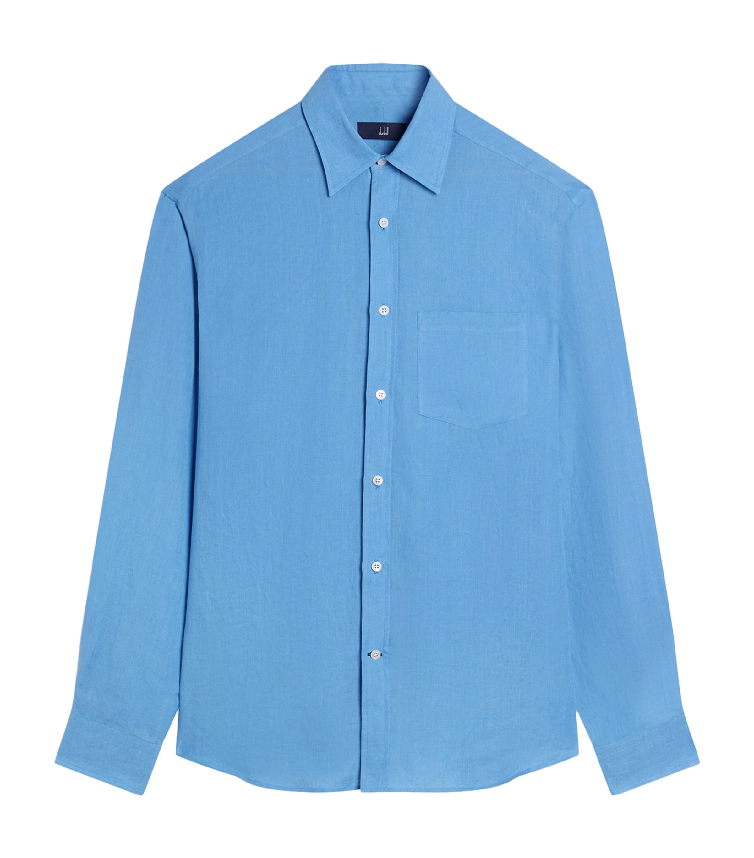 Dunhill Mens Linen Shirt Blue Image 1