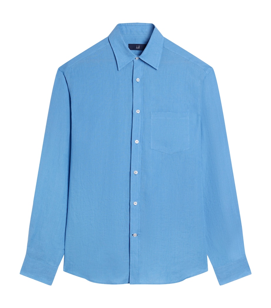 Dunhill Mens Linen Shirt Blue Image 1
