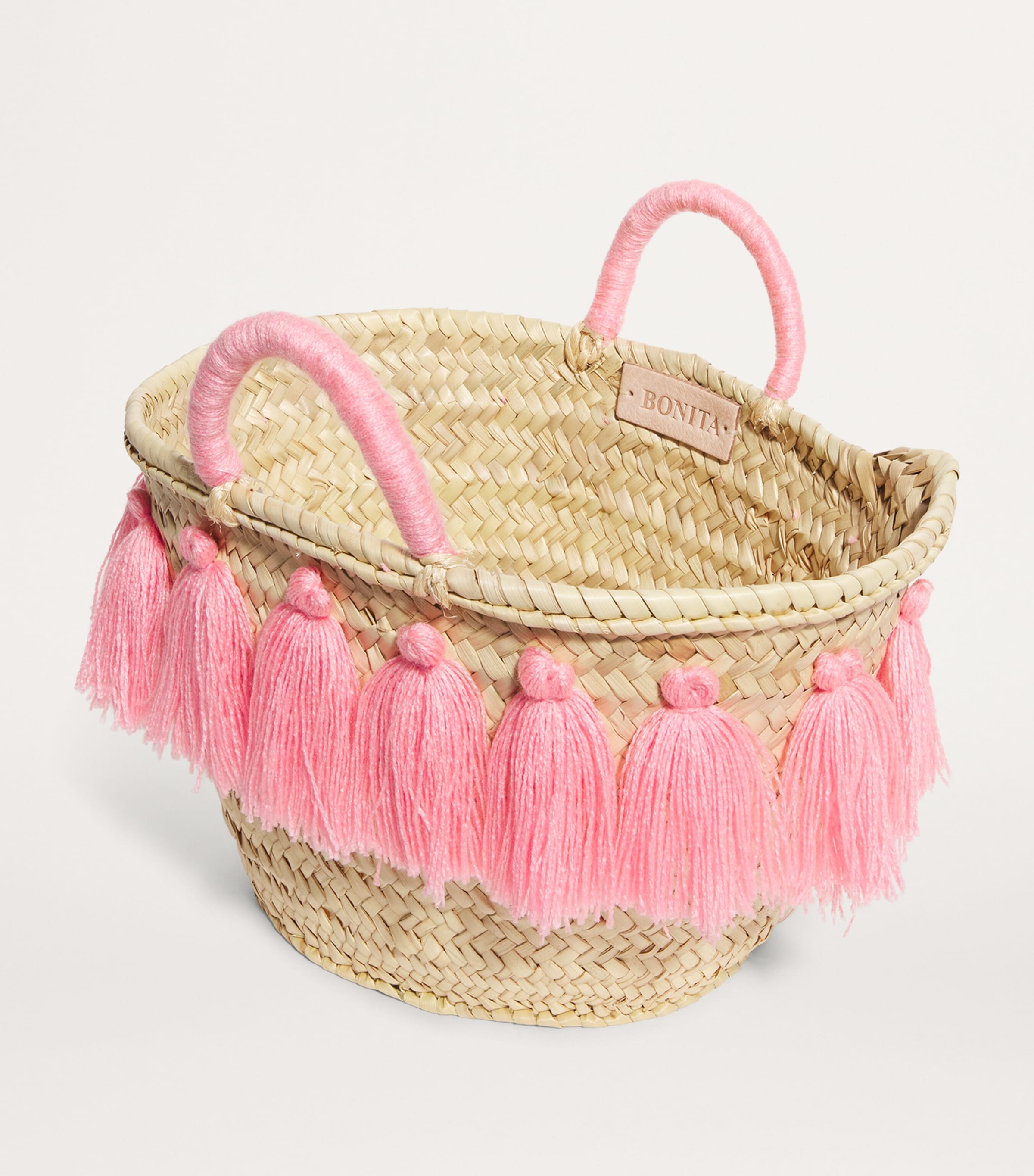 BONITA Medium Tassle Basket Bag Pink Image 3