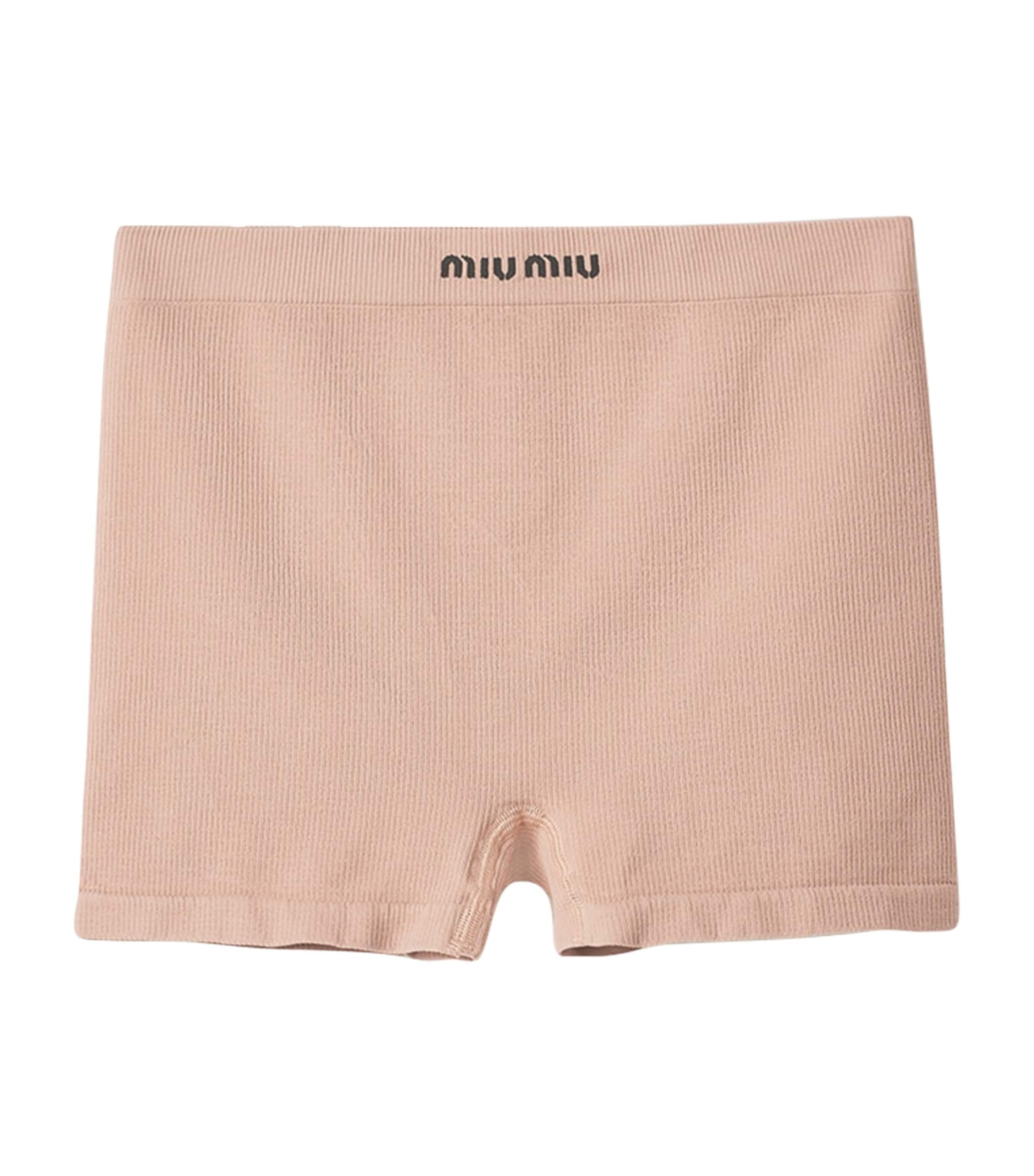 Miu Miu Nude Ribbed Seamless Boxer Shorts | Harrods NO