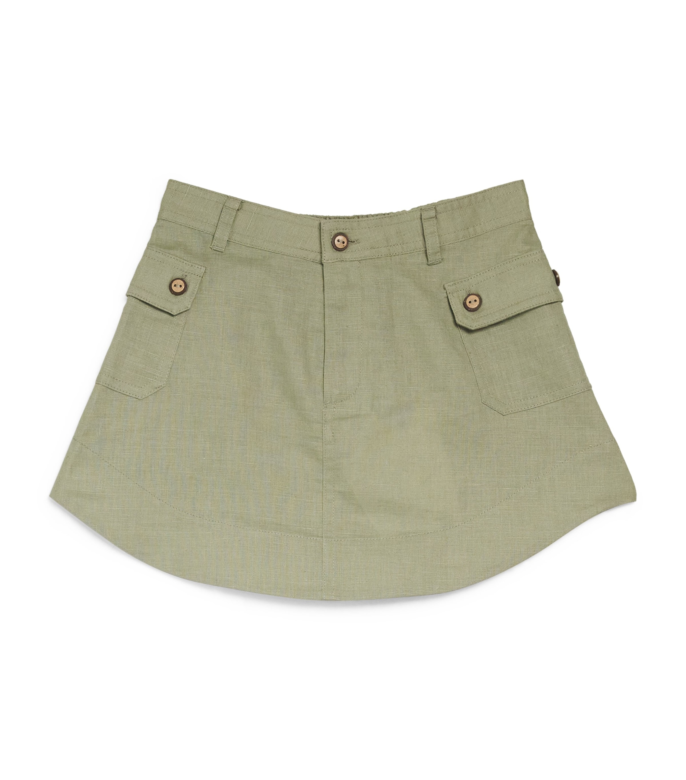 Zimmermann Kids Linen-Cotton Indra Skirt (2-12 Years) Khaki Image 1