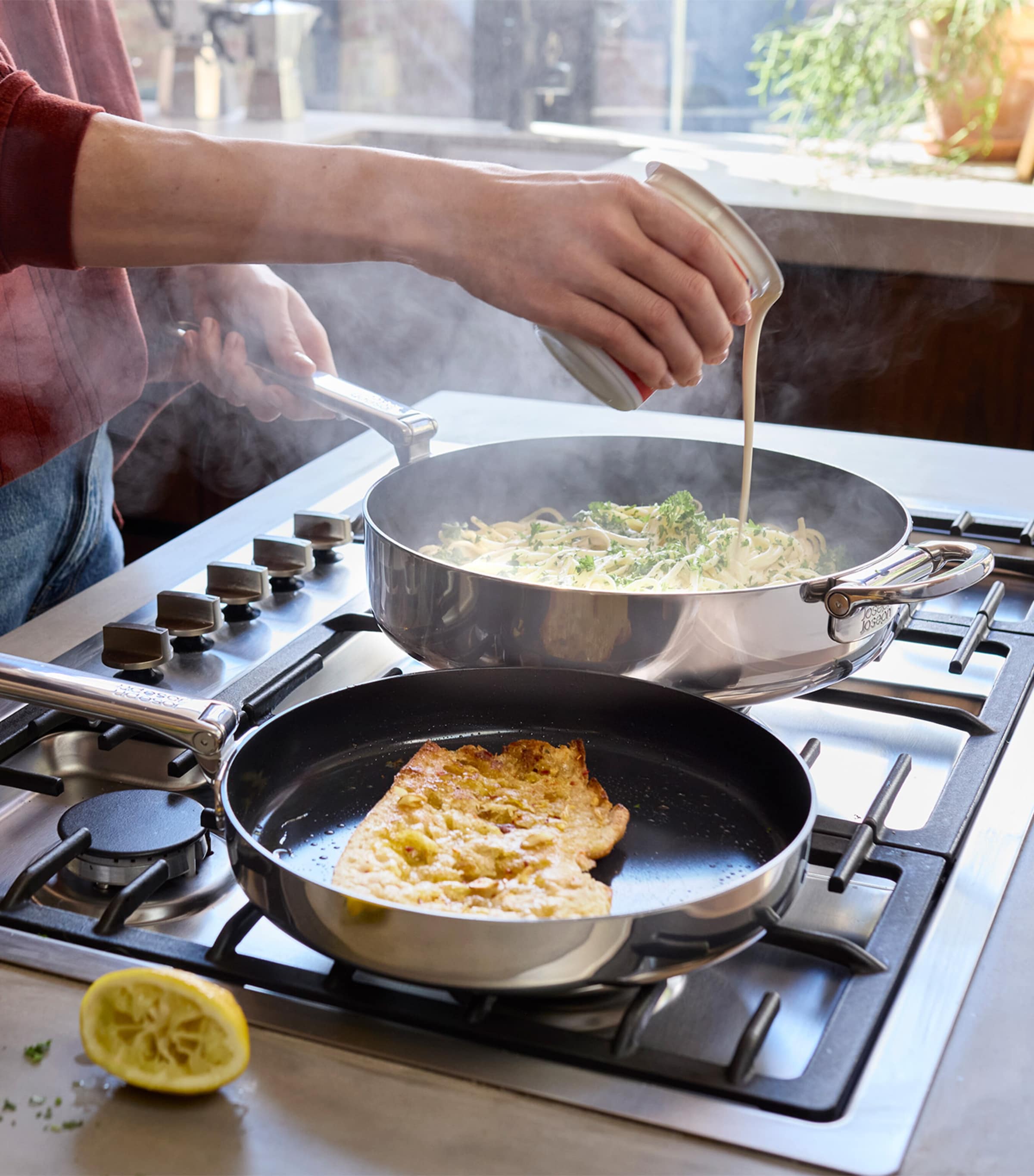 Space Non-Stick Folding-Handle Frying Pan (28cm) STAINLESS STEEL Image 2