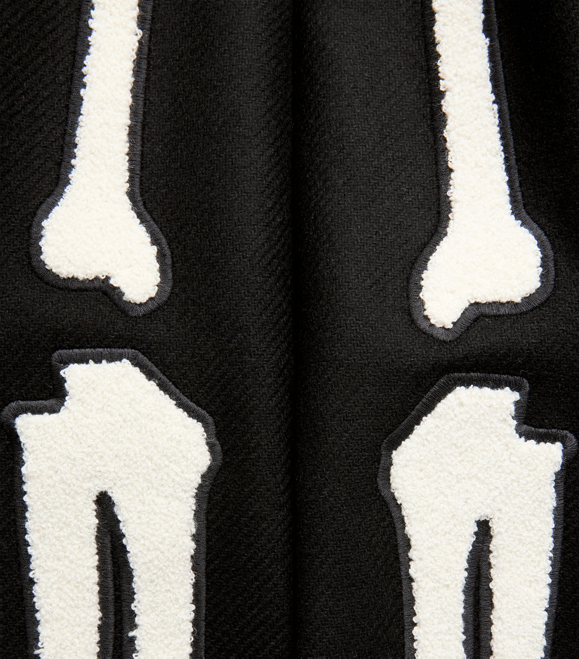 AMIRI Mens Wool Bones Varsity Jacket Black/white Image 6