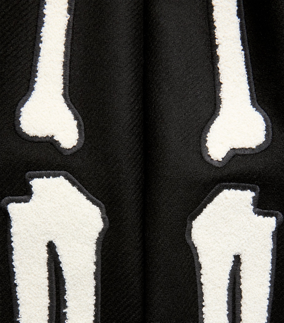 AMIRI Mens Wool Bones Varsity Jacket Black/white Image 6
