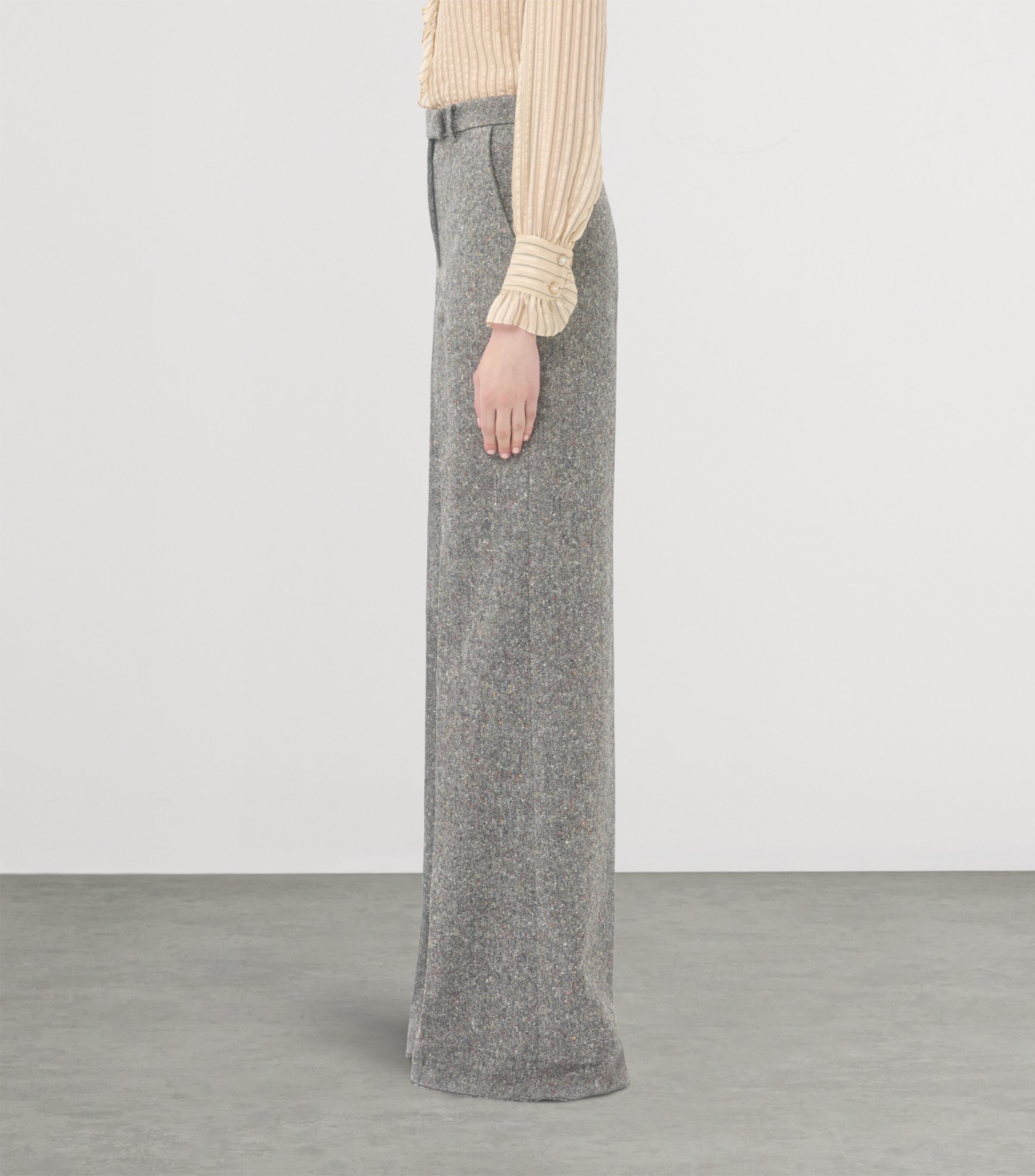 Wool-Blend Speckled Wide-Leg Trousers 0AN Image 2