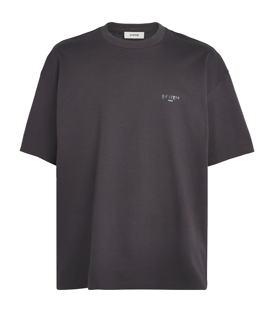 System Mens Cotton Logo T-Shirt Black Grey Image 1