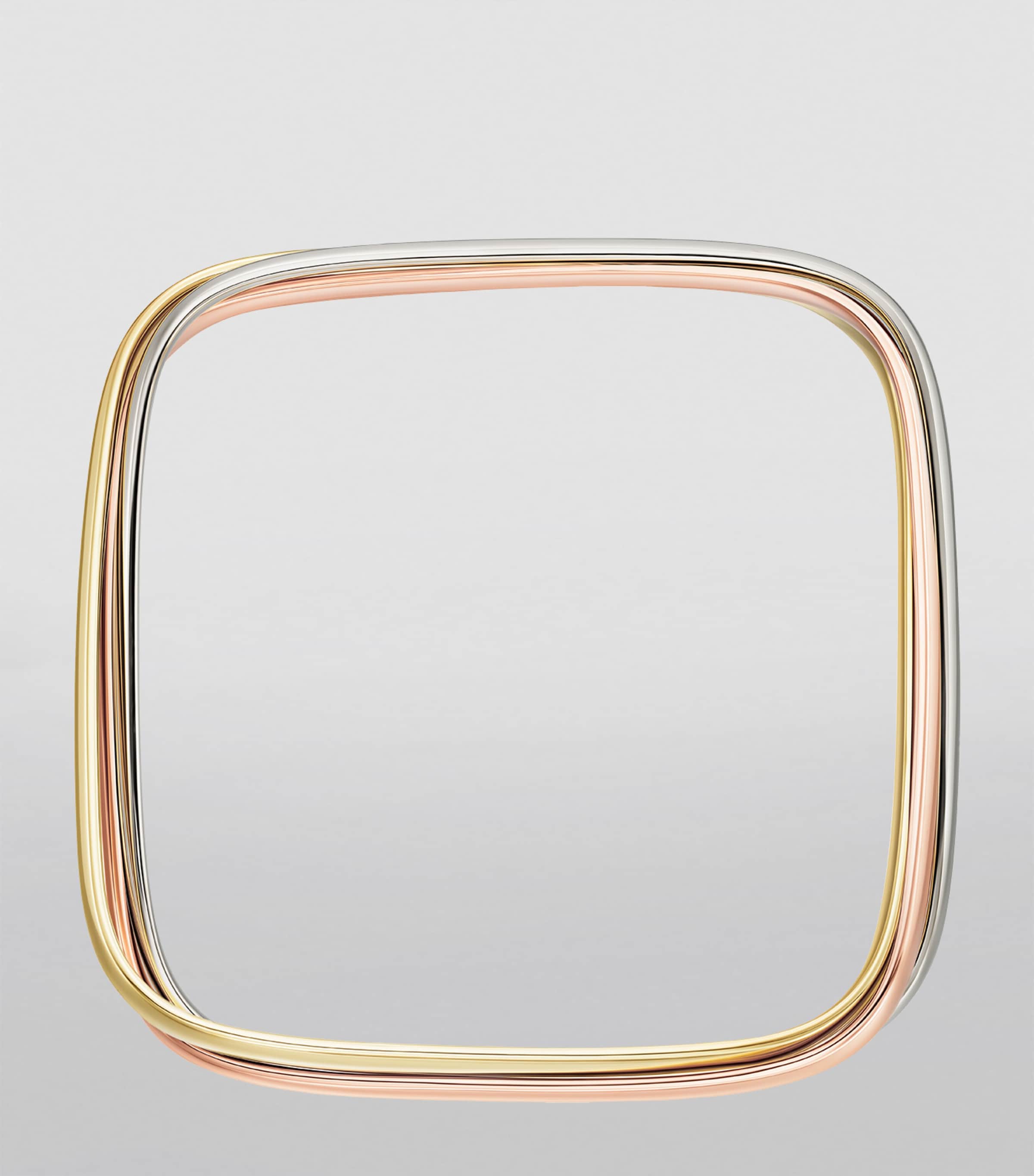White, Rose and Yellow Gold Trinity Box Bangle MIXED GOLD Image 2