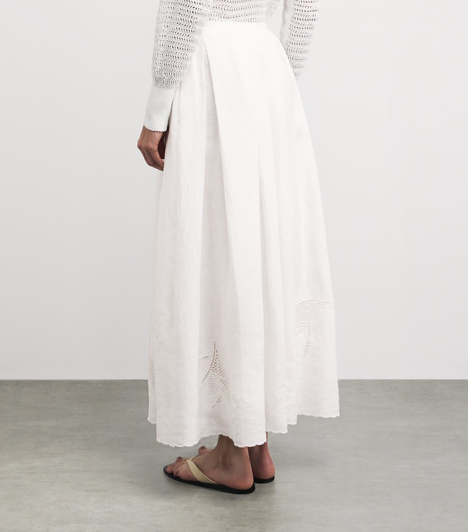 Lafayette 148 Womens Organic Linen Broderie Anglaise Maxi Skirt White White Image 5