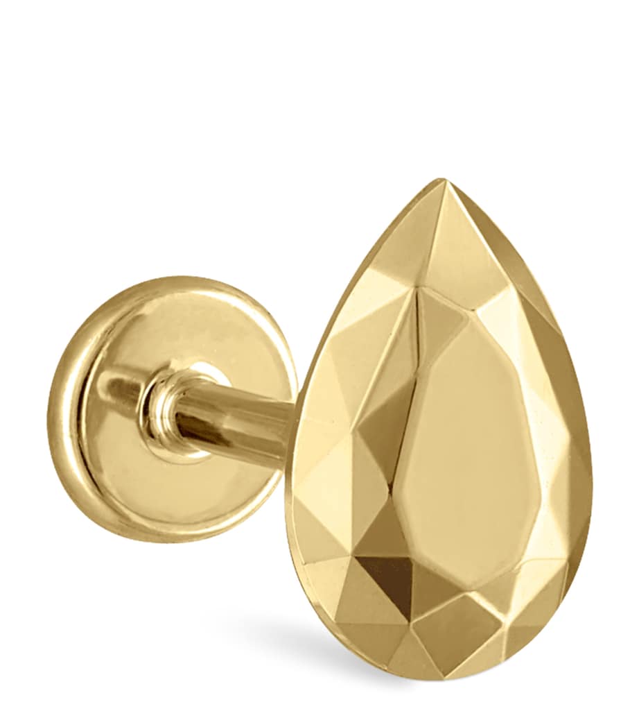 Faceted Pear Threaded Stud Earring (6.5mm) YELLOW GOLD Image 1