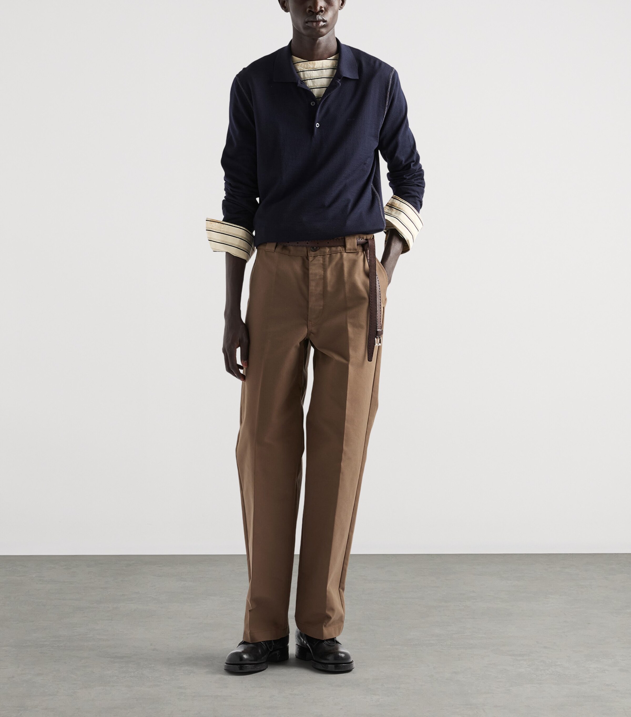 Prada Mens Canvas Relaxed Trousers Brown Image 2