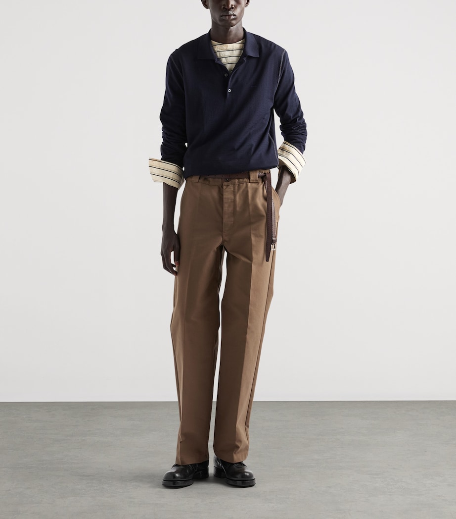 Prada Mens Canvas Relaxed Trousers Brown Image 2