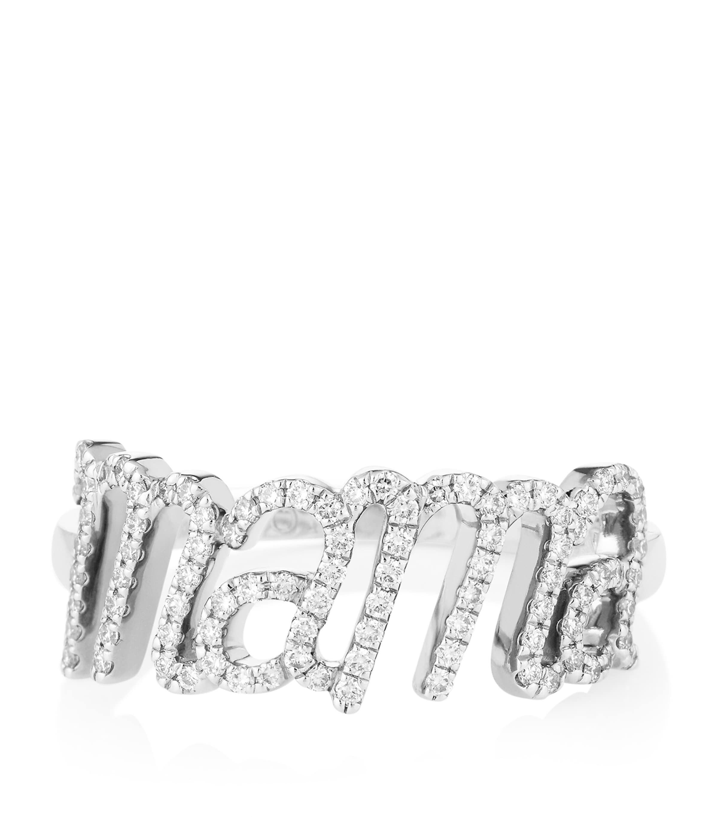 White Gold and Diamond Mama Ring WHITE Image 1