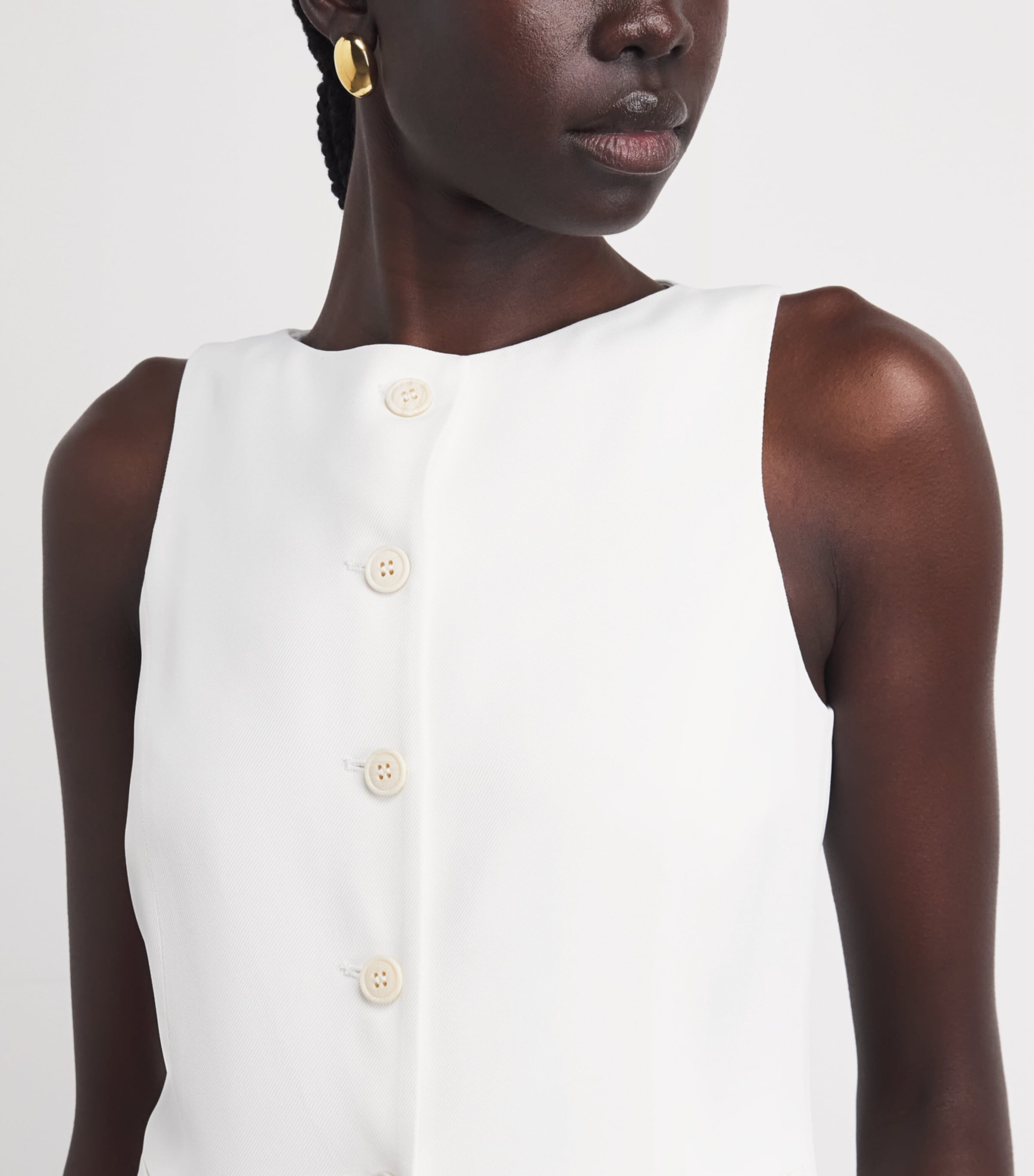 Eleventy Womens Twill Waistcoat Bianco Image 3