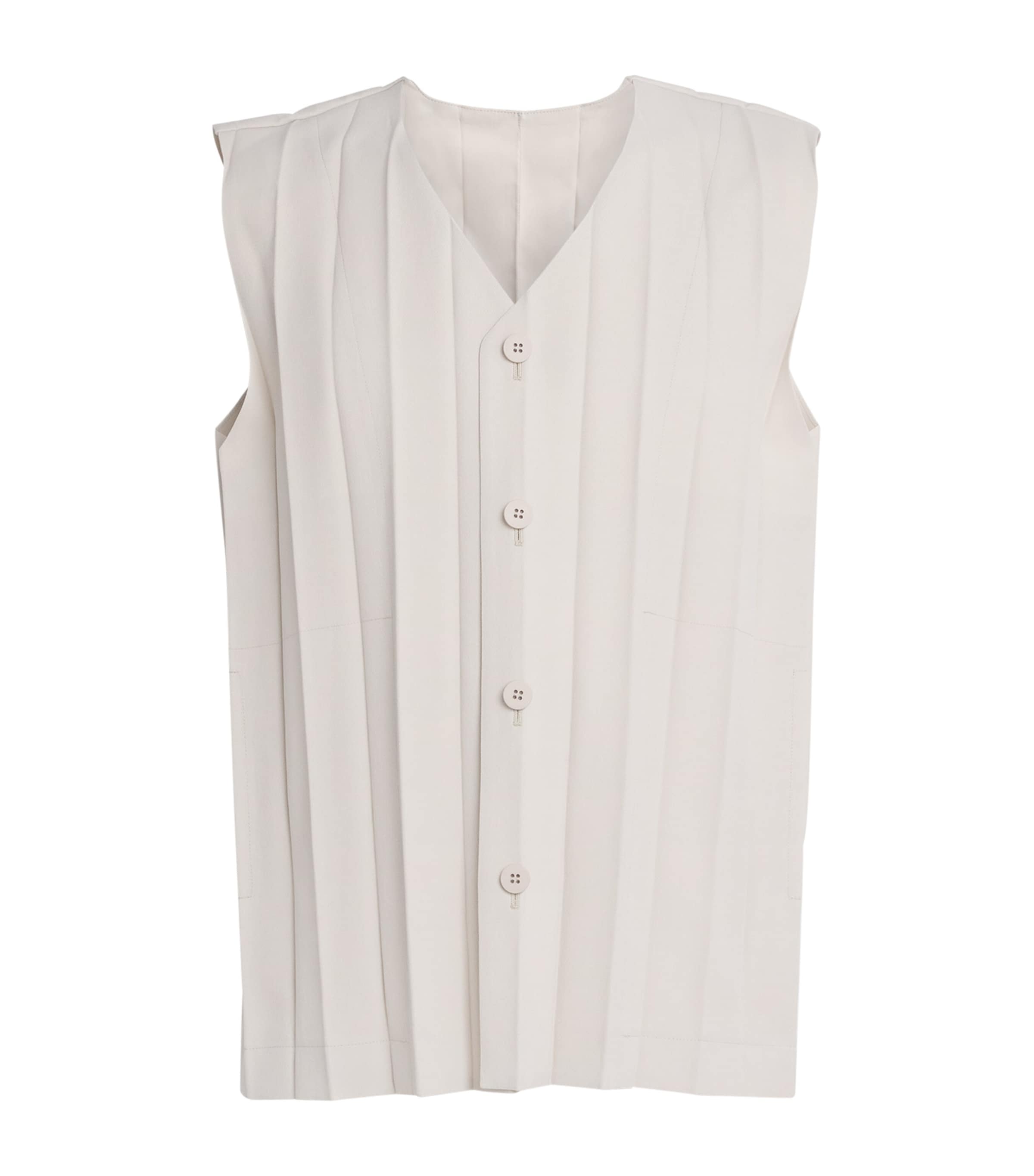 Issey Miyake Pleated Edge Ensemble Waistcoat In Gold