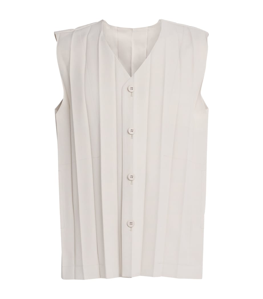 Homme Plissé Issey Miyake Mens Pleated Edge Ensemble Waistcoat Beige Image 1