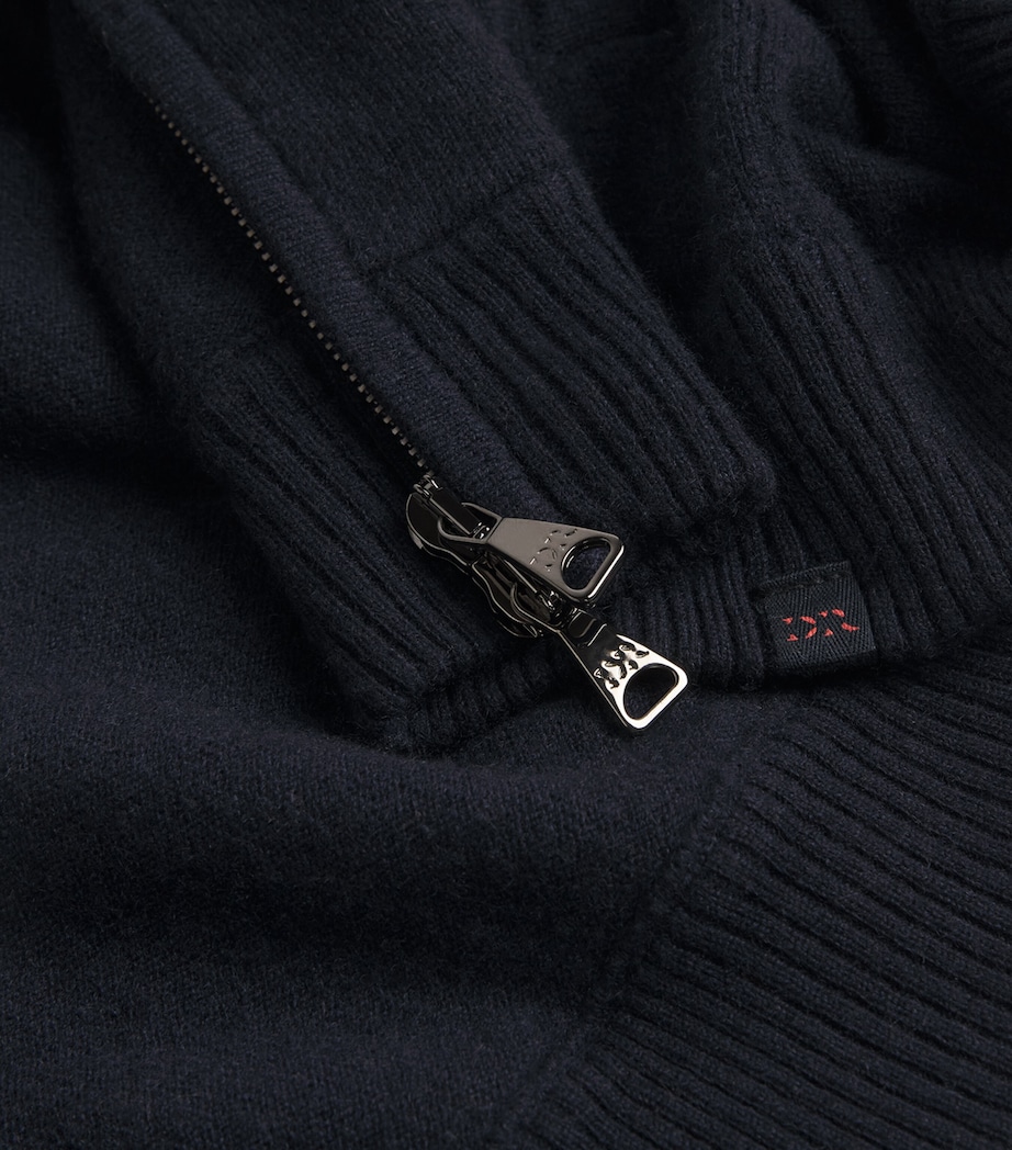 Derek Rose Mens Cashmere Finley Zip-Up Hoodie Nav/navy Image 5
