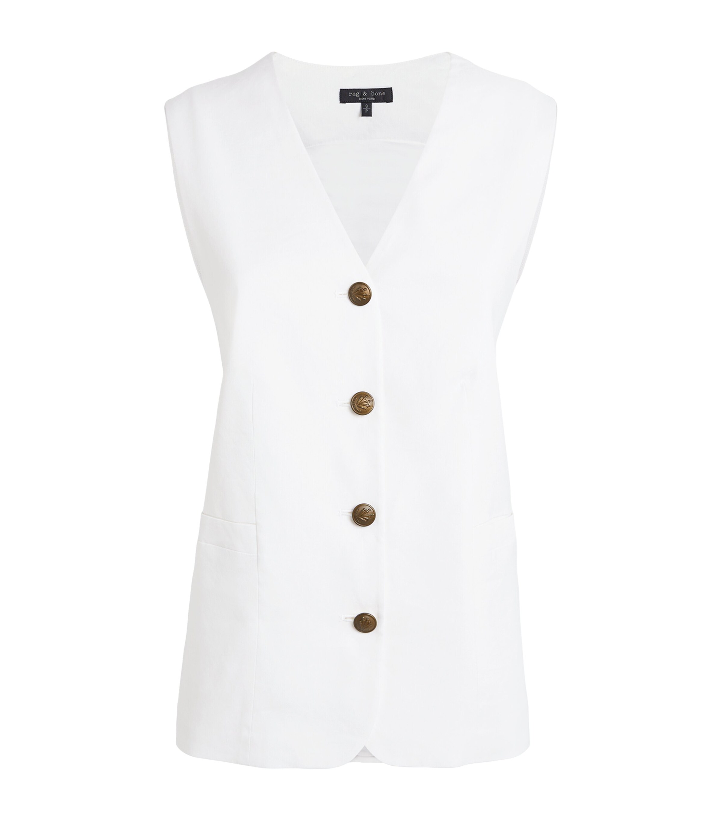 Rag & Bone Charlotte Linen Suiting Vest In White