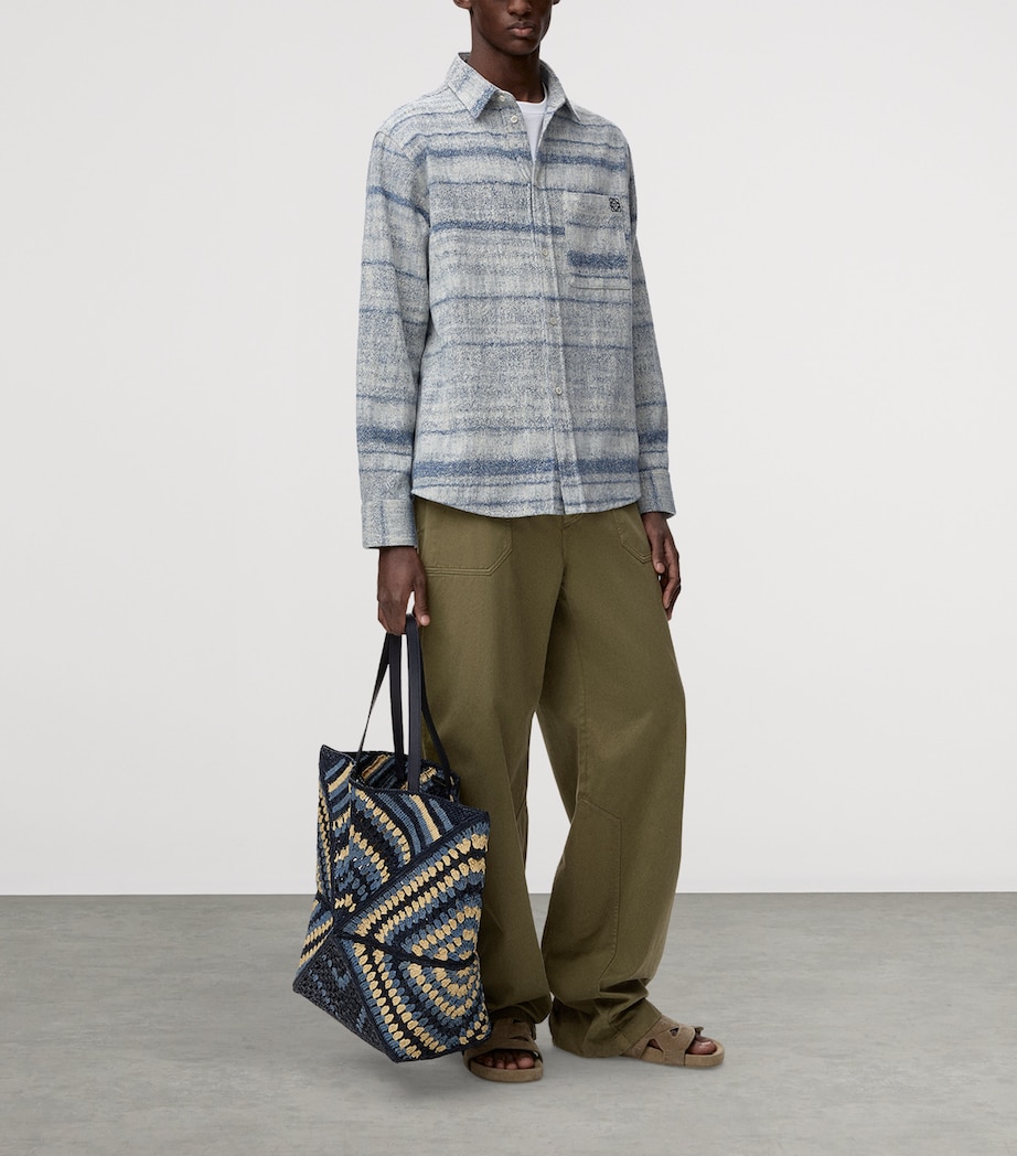 LOEWE Mens x Paula's Ibiza Cotton Straight Trousers Khaki Green Image 2