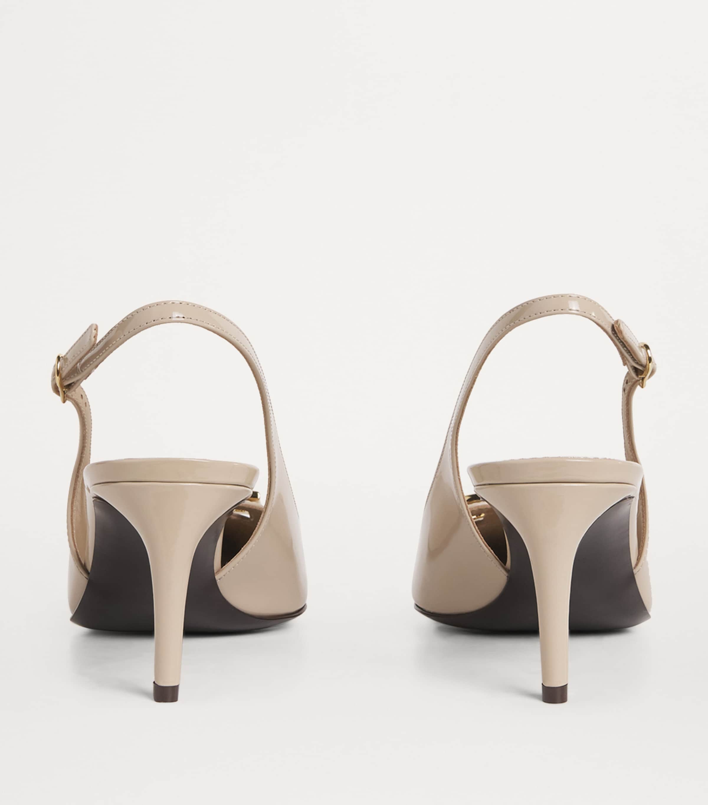 Patent Leather Logo Slingback Pumps 60 8H005-CAPPUCCINO Image 4