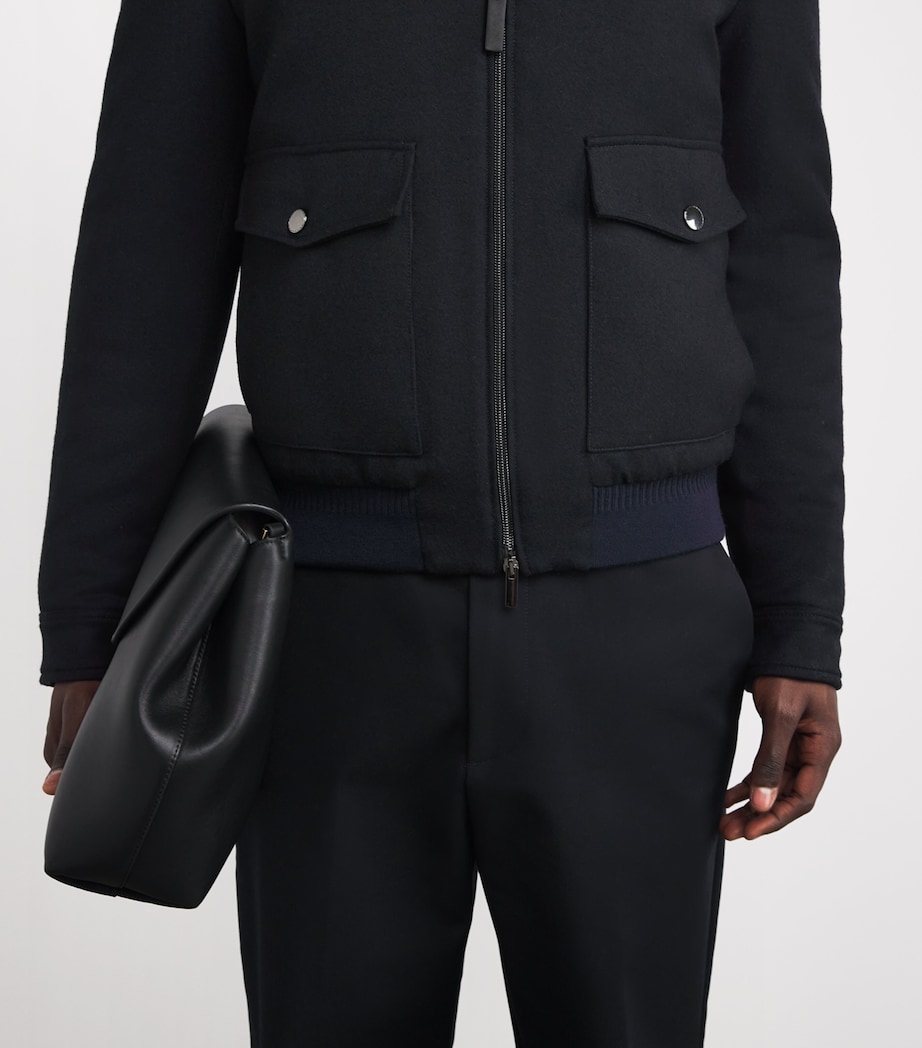 Wool-Blend Shearling-Collar Bomber Jacket 306 Image 7