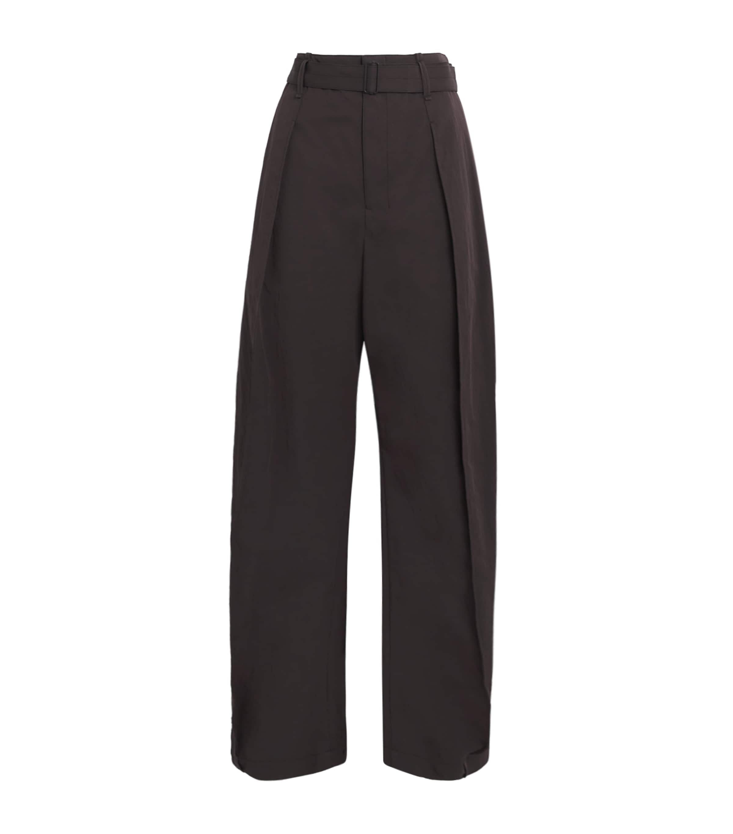 LEMAIRE ブラウン Volume ベルト トラウザーズ Lemaire Cotton Belted Volume Trousers | Harrods US