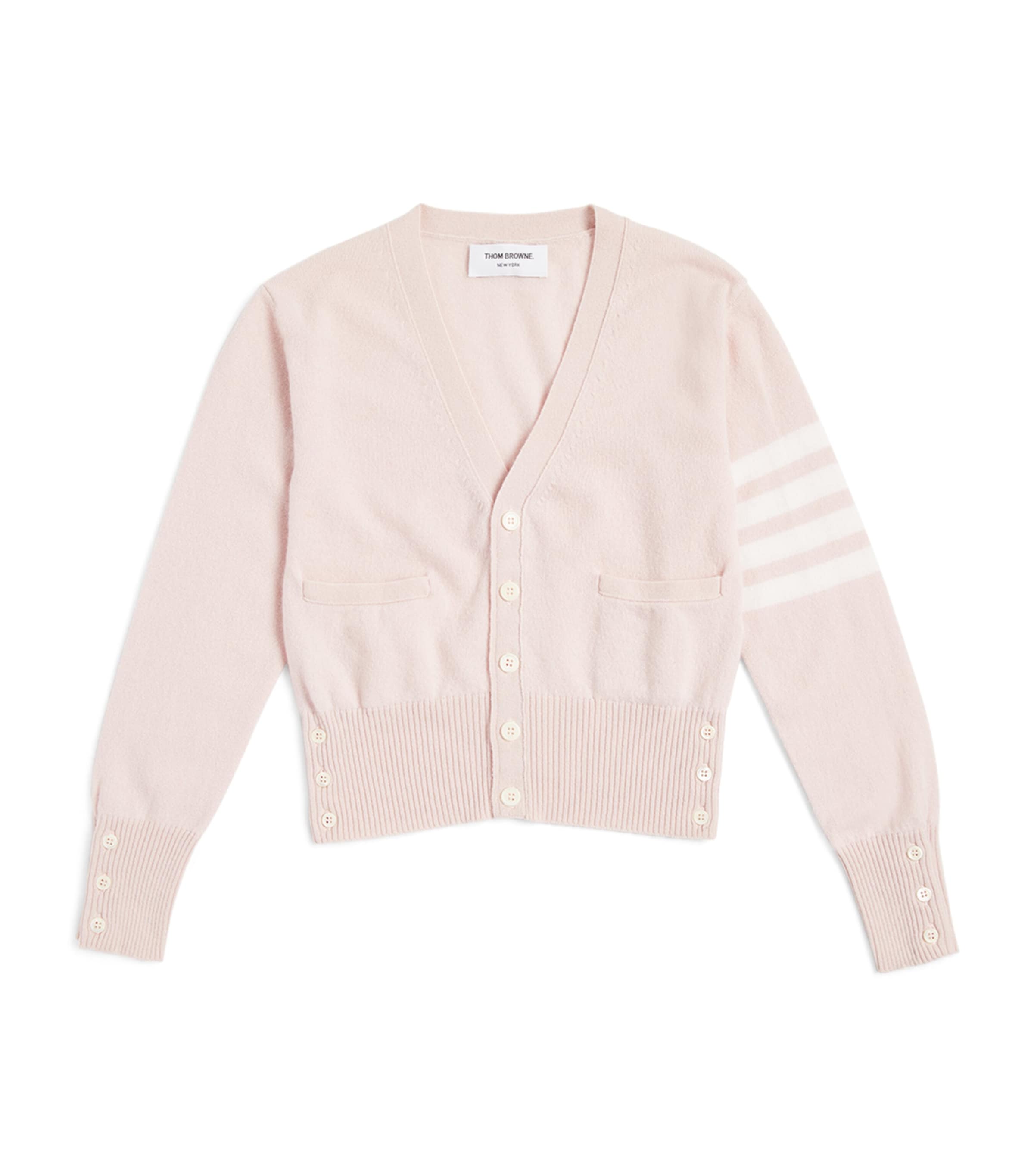 Thom Browne Kids' Cashmere 4-bar V-neck Cardigan In Pink