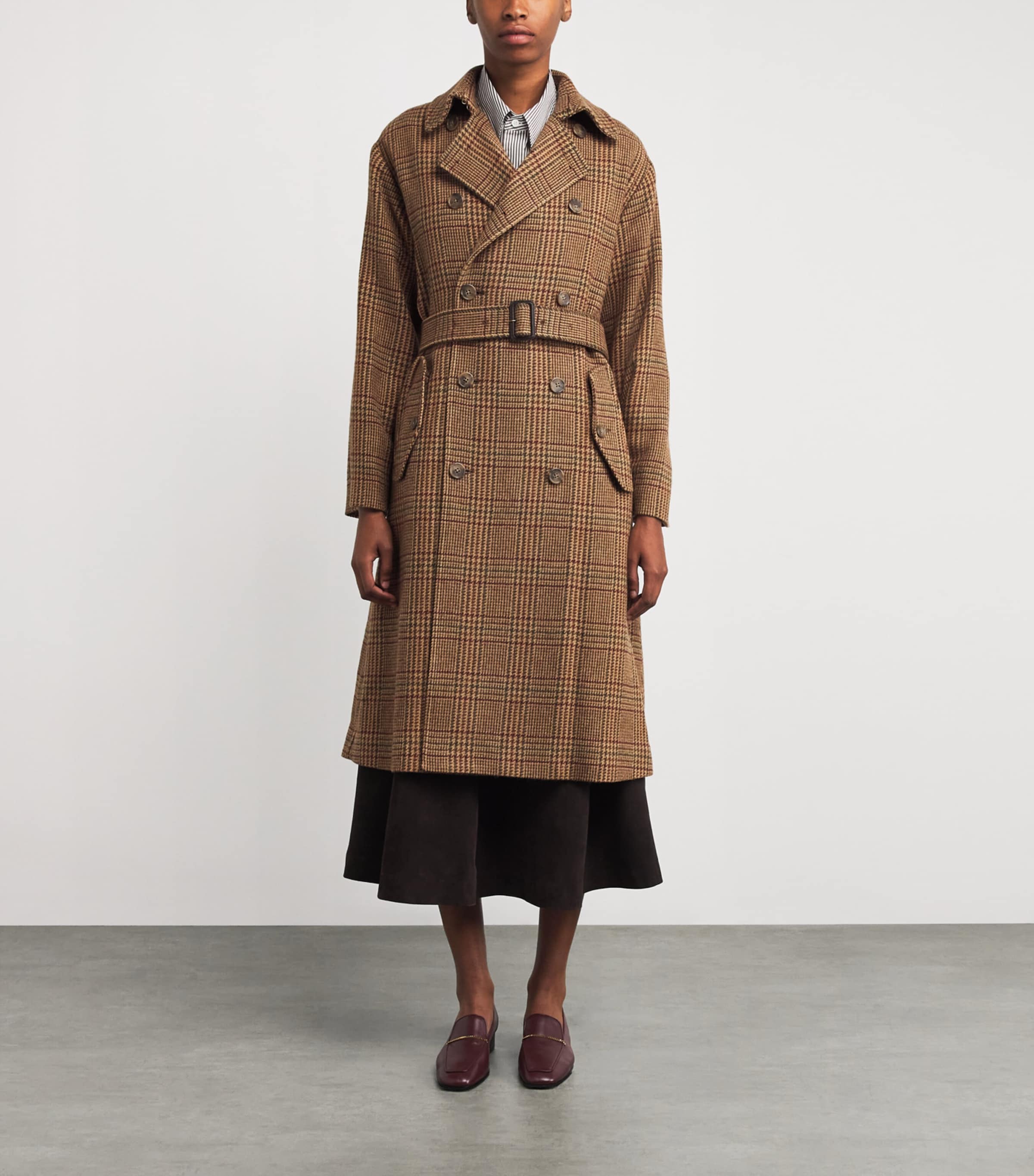 Wool Check Car Coat 1739 BRWN/TN GLN CHK Image 3
