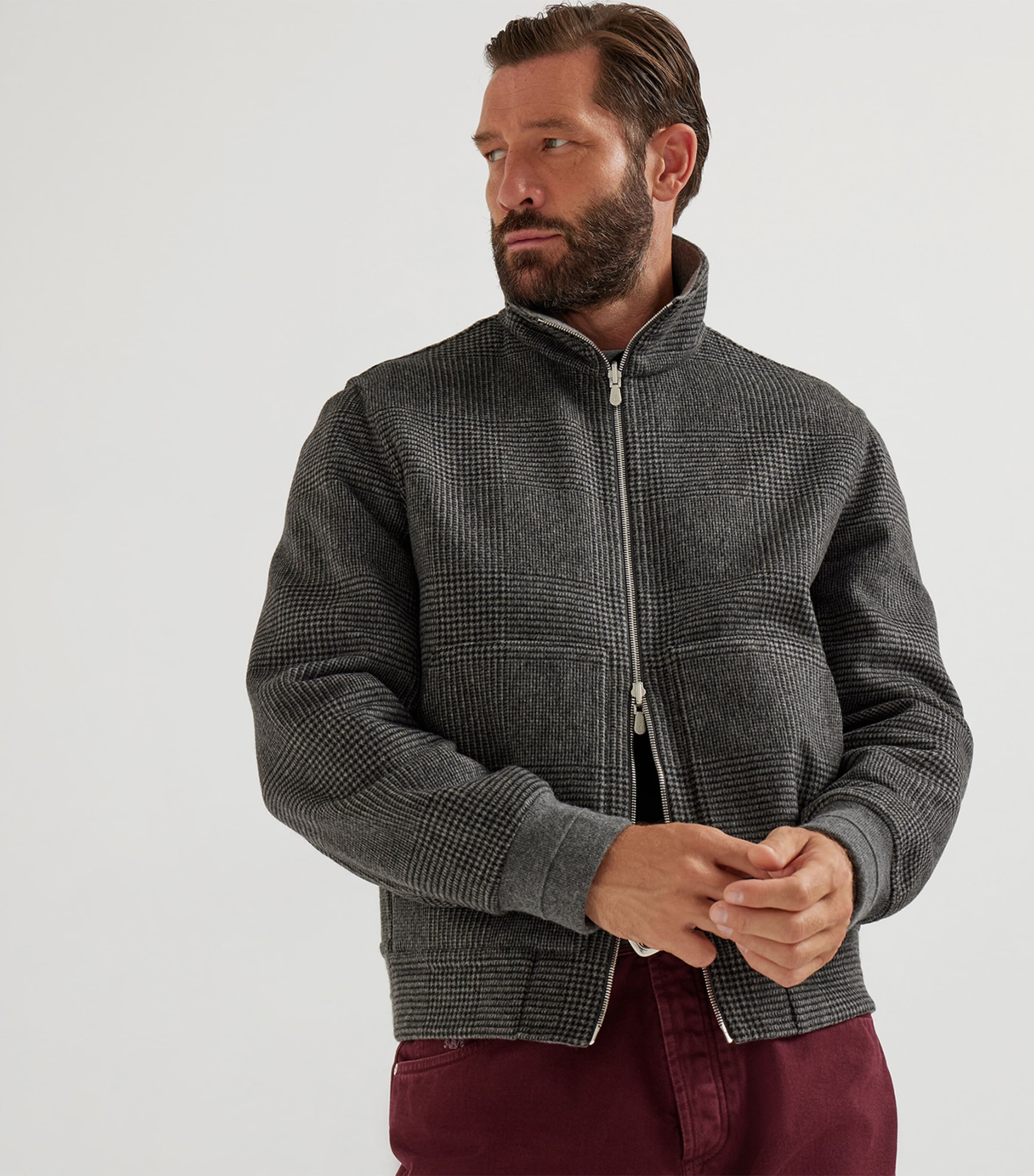 Cashmere Check BomberJacket CO820 Image 5