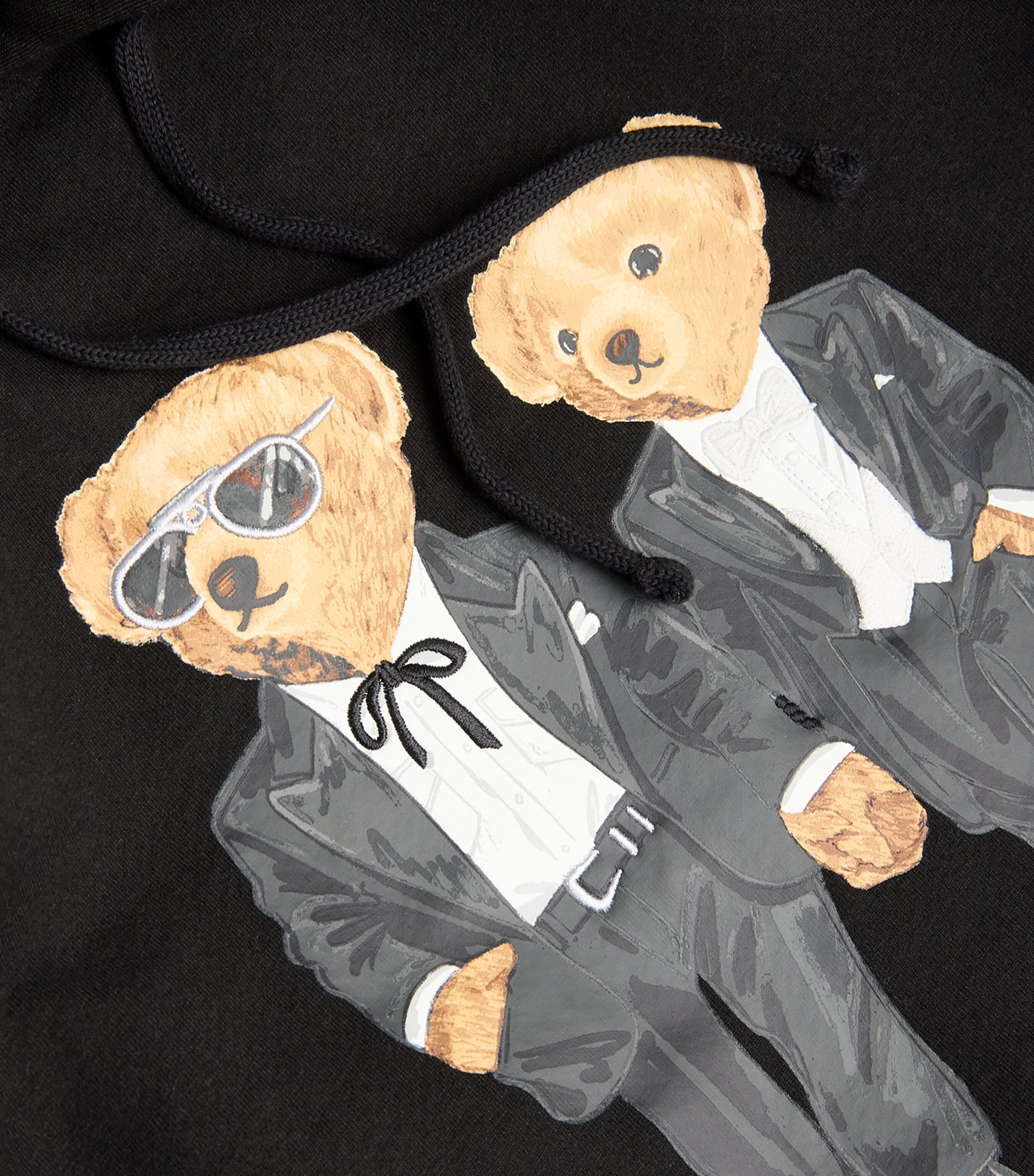 Cotton-Blend Ralph and Ricky Polo Bear Hoodie BLACK Image 5