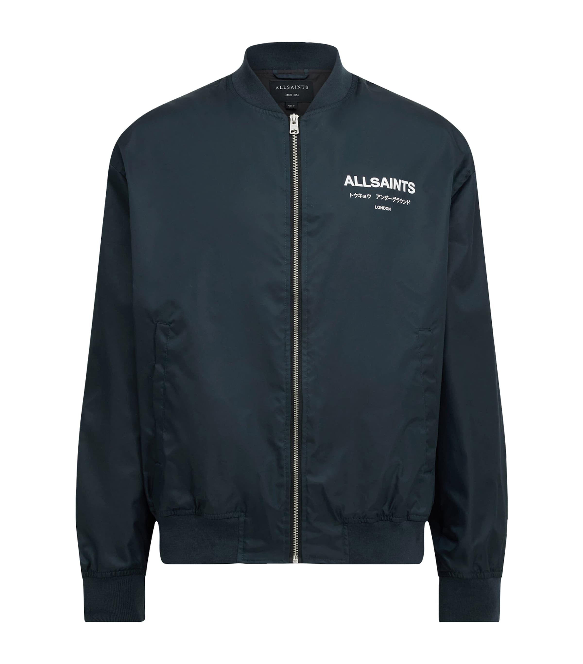 Allsaints Underground Bomber Jacket In Blue