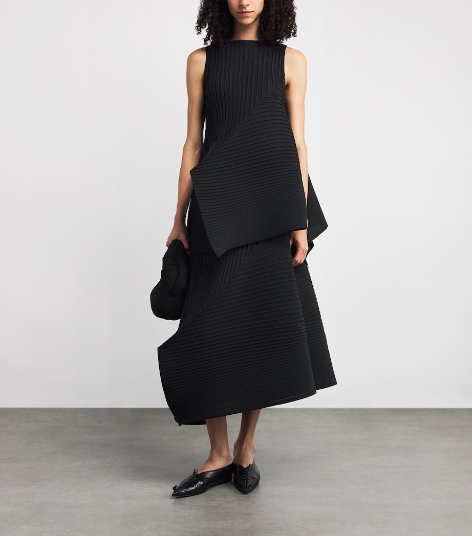 Fold Pleats Maxi Skirt BLACK Image 2