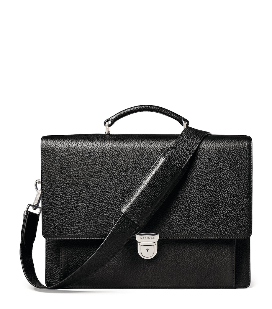 Leather City Laptop Briefcase BLACK Image 1