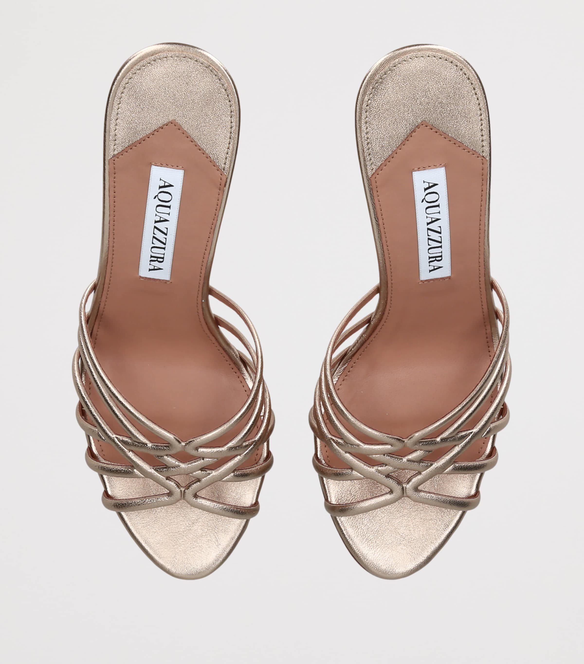 Aquazzura Metallic Leather Wild Dream Mules 85 Beige Comb Image 4
