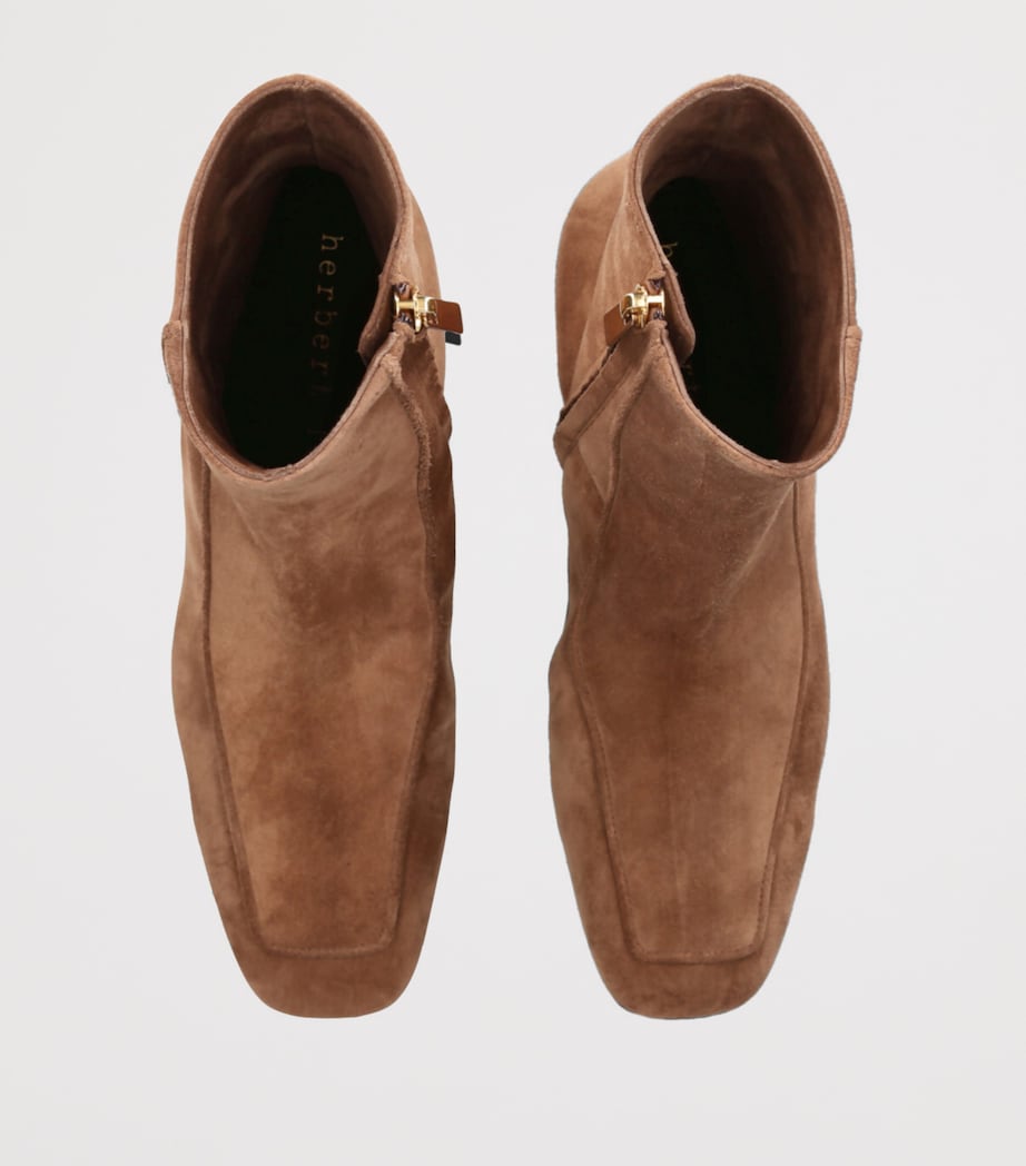 Herbert Levine Suede Shadow Ban Ankle Boots 30 Brown Image 3