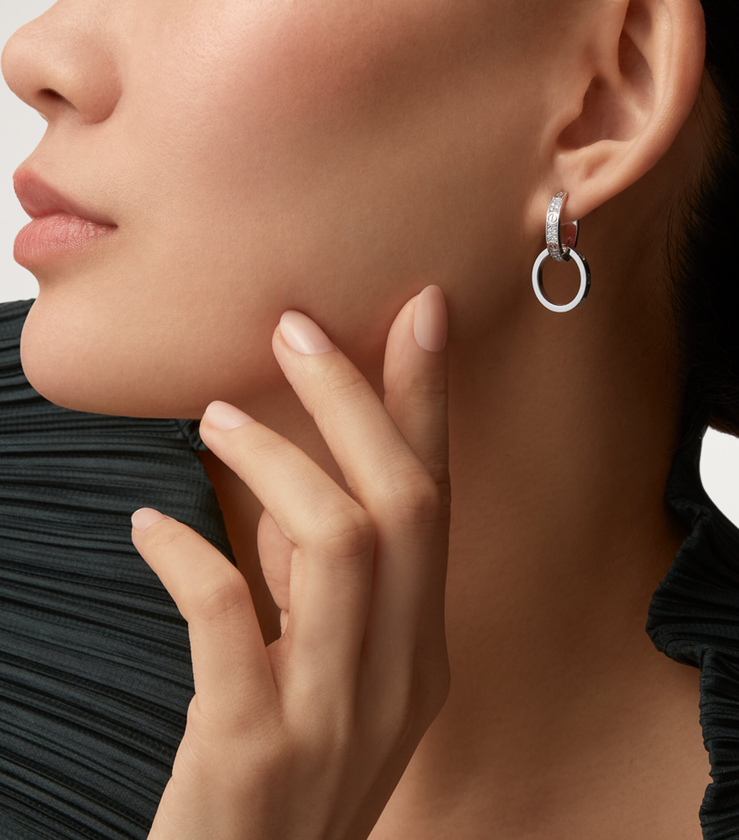 Cartier White Gold and Diamond LOVE Double Hoop Earrings White Gold Image 2