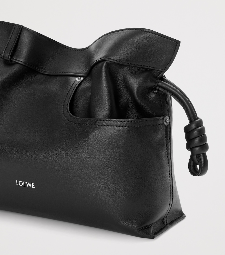 Leather Jean-Detail Flamenco Clutch Bag BLACK Image 6