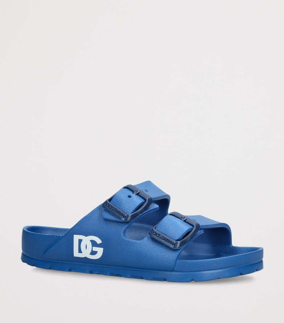 Dolce&Gabbana Kids Logo Buckle Sandals Blue Image 3