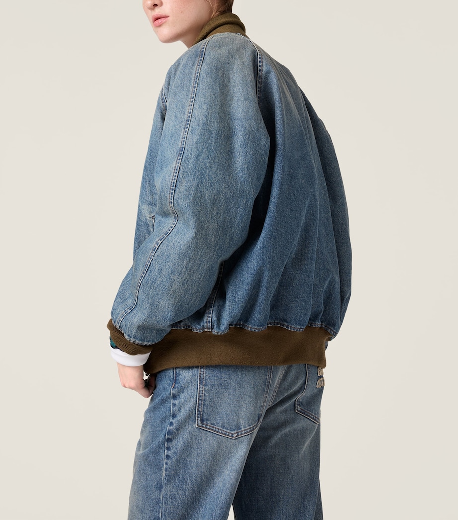 Miu Miu Womens Denim Logo Bomber Jacket Image 3
